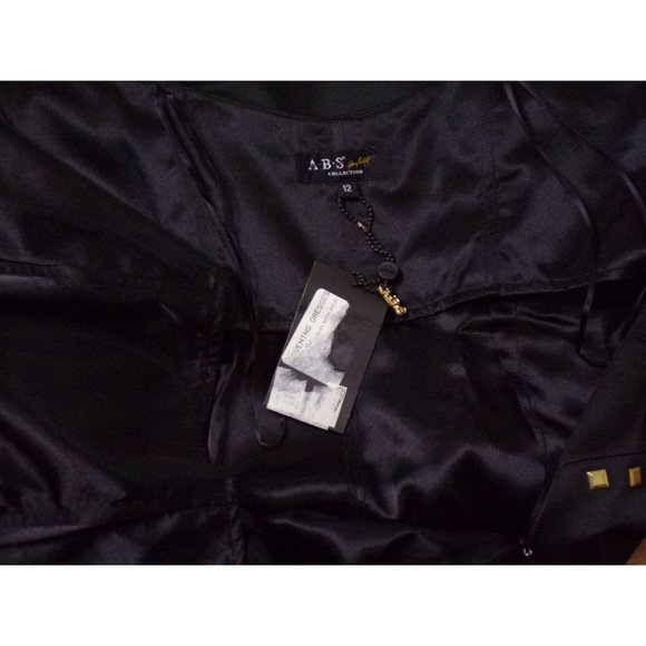 🆕 ABS ALLEN SCHWARTZ Satin Strapless Studded Dress 12 - Picture 8 of 9